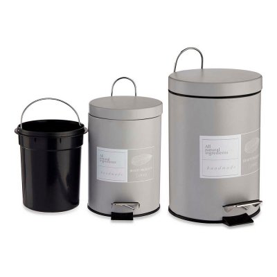 Pedal bin Beauty Products 23 x 24,5 x 17 cm Grey Steel White Plastic 3 L