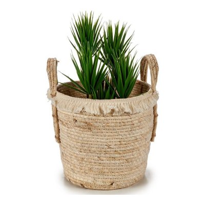 Planter With handles Natural Straw 23 x 30 x 22 cm