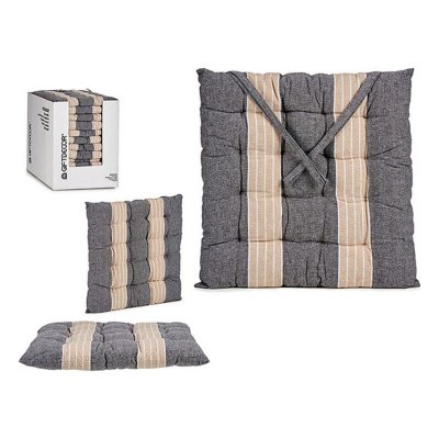Chair cushion Stripes 40 x 5,5 x 40 cm Grey Beige
