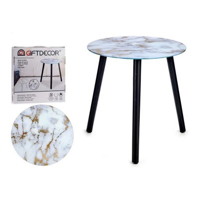 Side table White Golden Crystal (40 x 41,5 x 40 cm)
