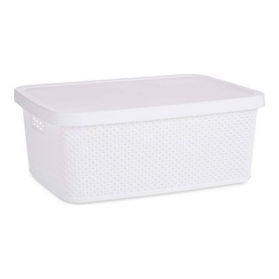 Storage Box with Lid White Plastic (28 x 15 x 39 cm)