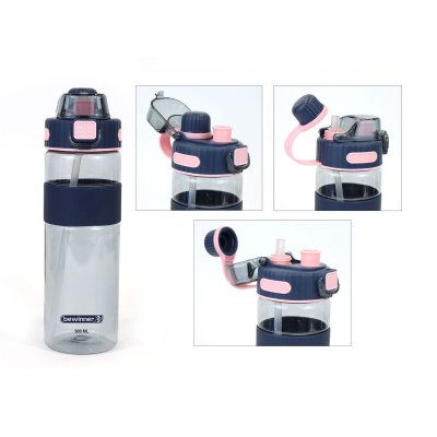 Bewinner Flaske med lokk og sugerør Flerfarget Gjennomsiktig 900 ml Transparent