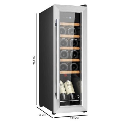 Cecotec Vinotéka GrandSommelier 1250 12 flasker LED svart glass trehyller touch display