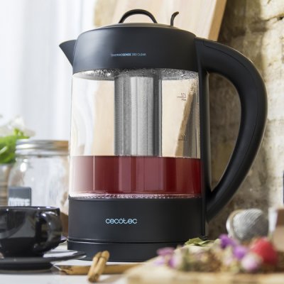 Cecotec Vannkoker og Elektrisk Tekjele Cecotec ThermoSense 390 Clear 2200W 1,7 L Svart Rustfritt stål 2200 W 1850-2200 W 1,7 L