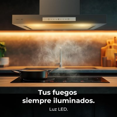 Cecotec Kjøkkenvifte Bolero Flux TT 608000 Slim Glass 60 cm Hvit A++ Rustfritt stål