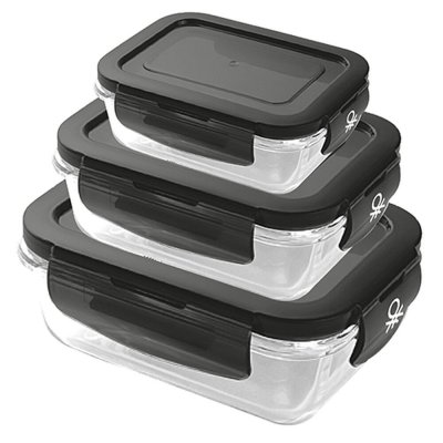 Set of lunch boxes Benetton Borosilicate Glass (3 pcs)