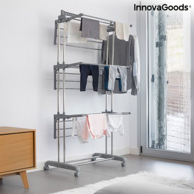 InnovaGoods Sammenleggbart, vertikalt tørkestativ med hjul Folver InnovaGoods 24 Stenger