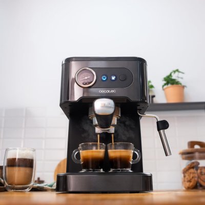 Cecotec Power Espresso 20 Pro espressomaskin bar 1, 5L damp stål Svart Rustfritt