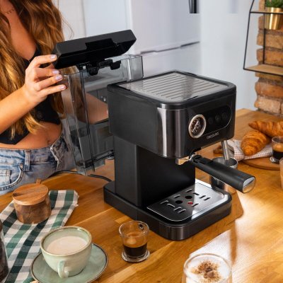 Cecotec Power Espresso 20 Pro espressomaskin bar 1, 5L damp stål Svart Rustfritt