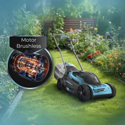 Cecotec Batteridrevet Gressklipper E1 Liberty 20V 32cm Brushless 30L 3-i-1 Blå