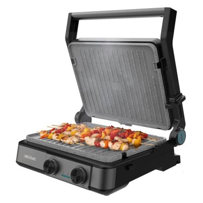 Cecotec Elektrisk Grill Rock’nGrill 2200 Dual 2200W stål non-stick 180º åpning Svart Rustfritt