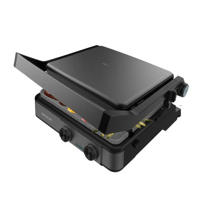 Cecotec Elektrisk Grill Rock’nGrill 2200 Dual 2200W stål non-stick 180º åpning Svart Rustfritt
