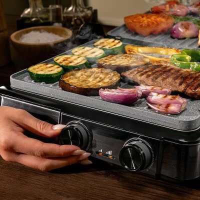 Cecotec Elektrisk Grill Rock’nGrill 2200 Dual 2200W stål non-stick 180º åpning Svart Rustfritt