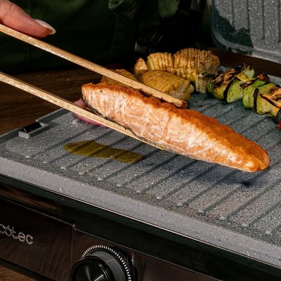 Cecotec Elektrisk Grill Rock’nGrill 2200 Dual 2200W stål non-stick 180º åpning Svart Rustfritt