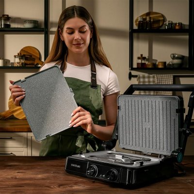 Cecotec Elektrisk Grill Rock’nGrill 2200 Dual 2200W stål non-stick 180º åpning Svart Rustfritt