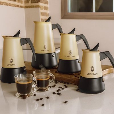 Cecotec italiensk kaffetrakter rustfritt stål Piccolina 200 2 kopper 100ml beige dryppstopp