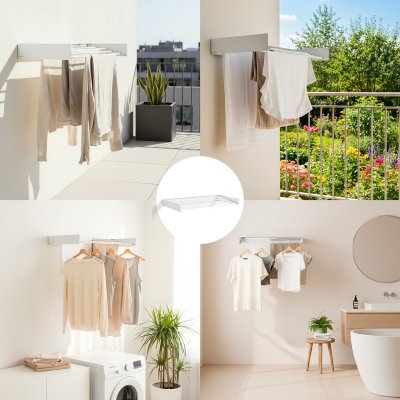 InnovaGoods Sammenleggbar, uttrekkbar, innfellbar veggtørkestativ Dryva 100 Hvit